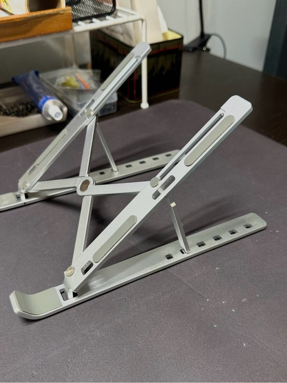 Adjustable Silver Laptop Stand – Portable Foldable Riser - Picture 5 of 9